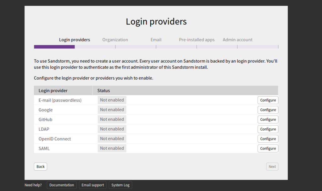 Sandstorm Select Authentication