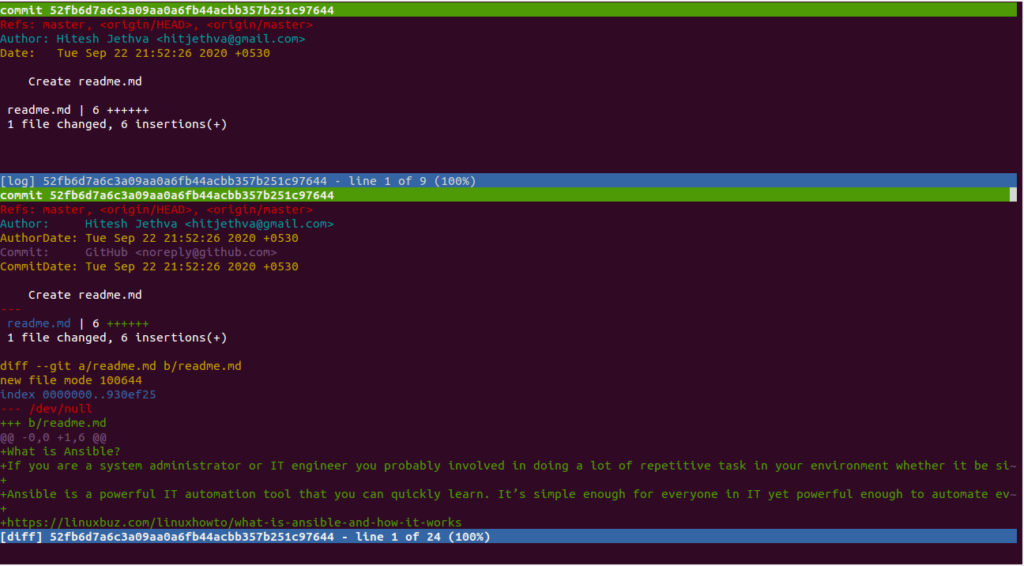 Log activity of repository