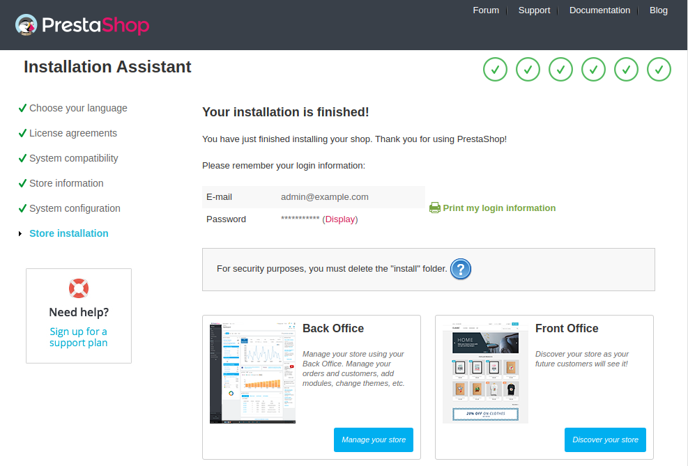 PrestaShop Manage Store