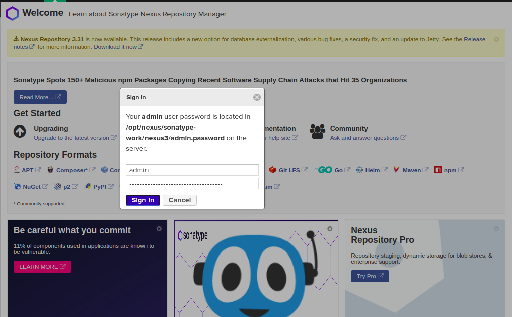 Admin password - Sonatype Nexus Repository - Sonatype Community