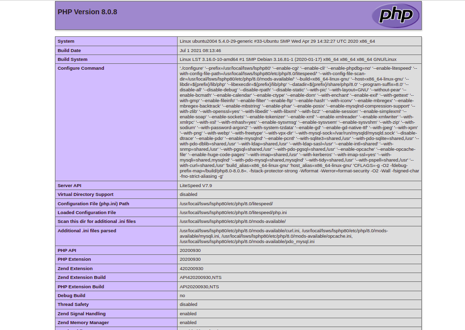 PHP 8.0 Page