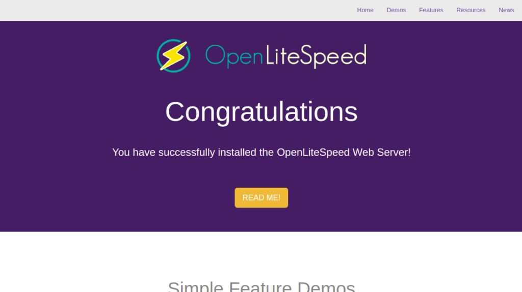 OpenLightSpeed Default Page