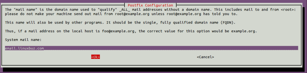 Postfix select domain name