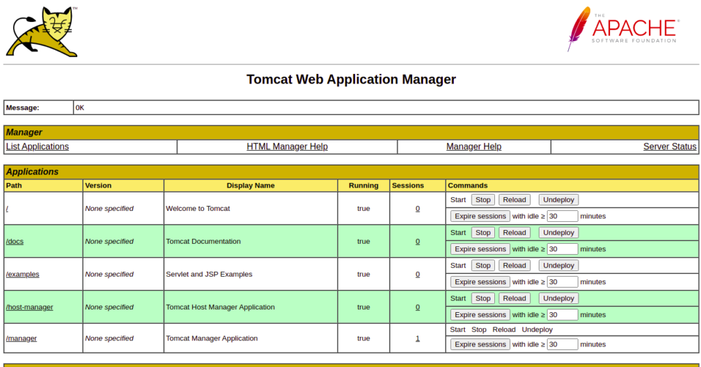 Tomcat Manager Page