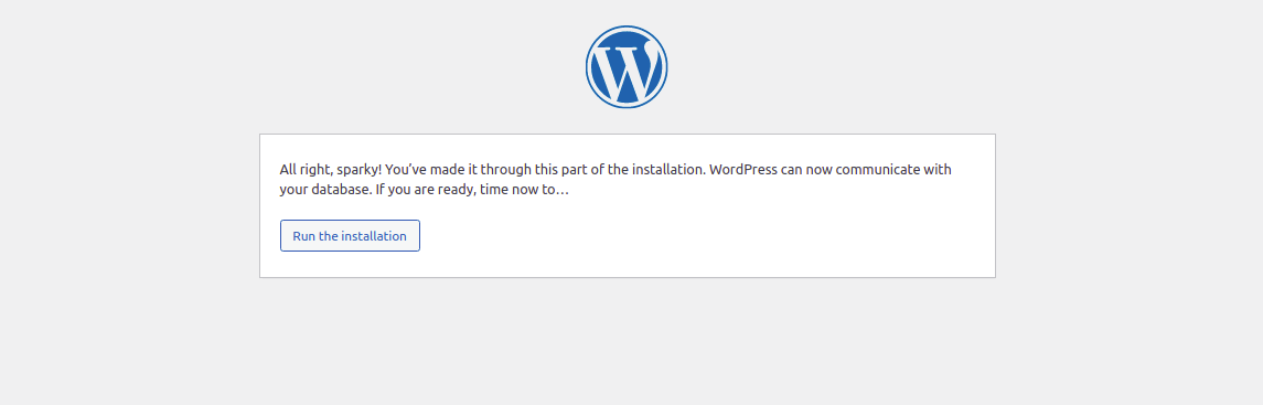 WordPress Run Installation