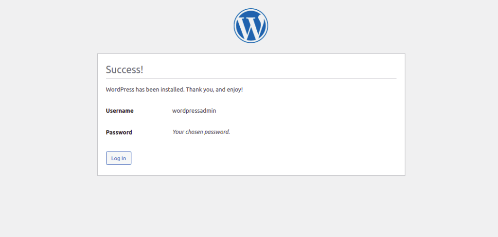 WordPress Installation Finished