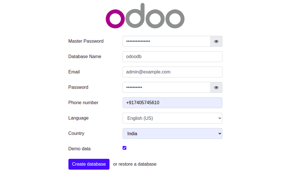 Odoo 14 login page