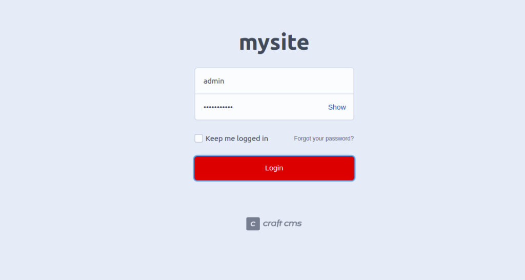 Craft login page