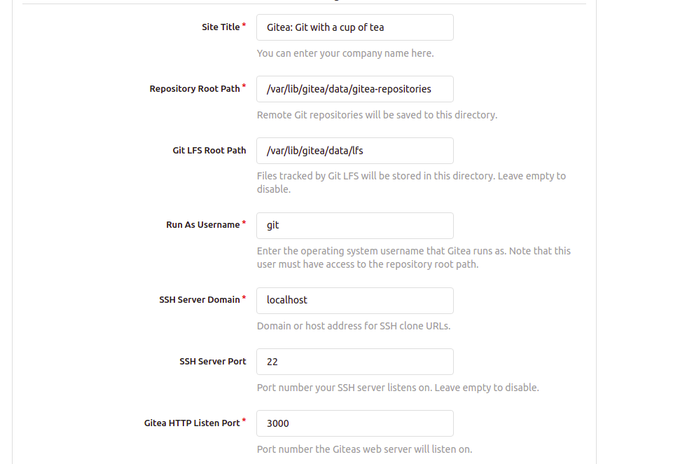 Gitea General Settings