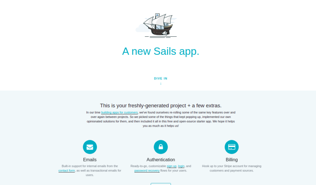 Sails.js dashboard page
