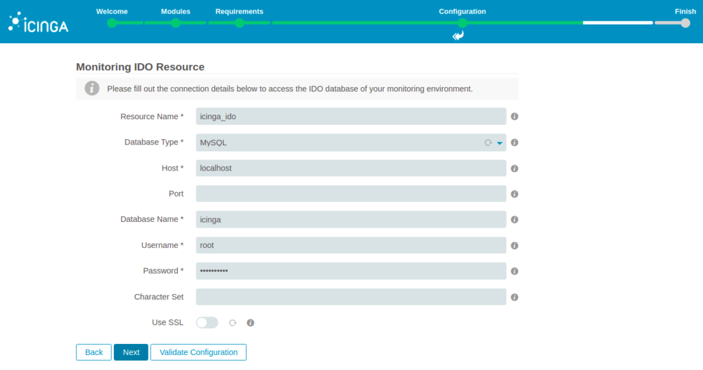 Provide Icinga 2 database name