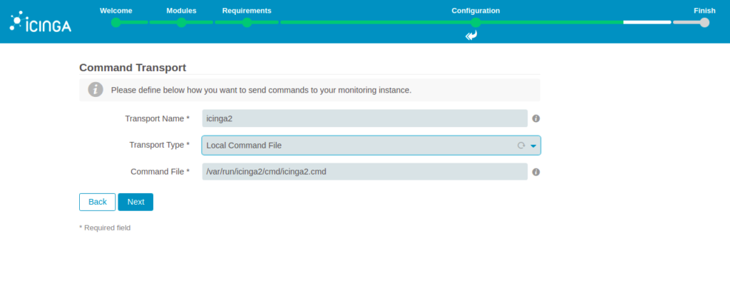 configure command transport