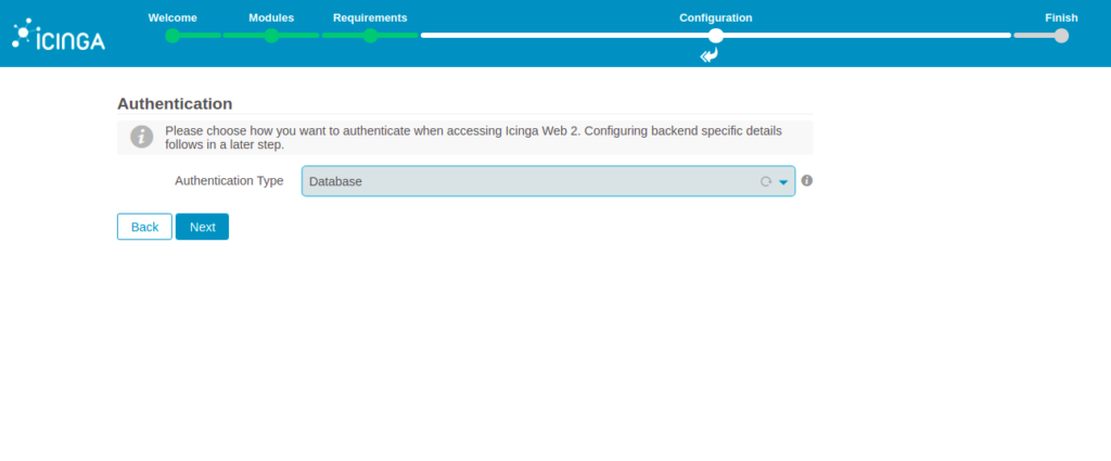 Icinga 2 select authentication page