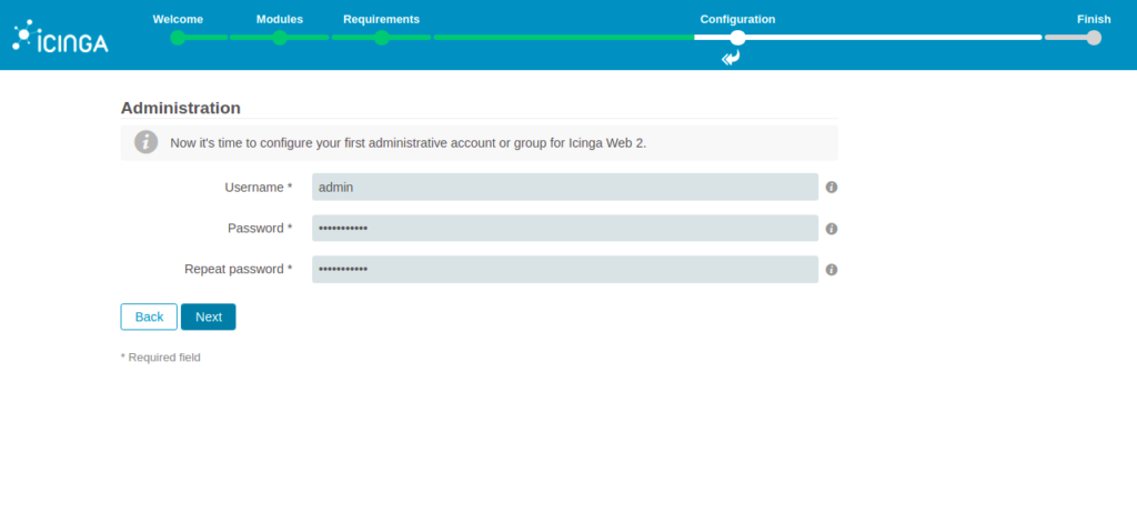 Icinga web 2 provide admin username
