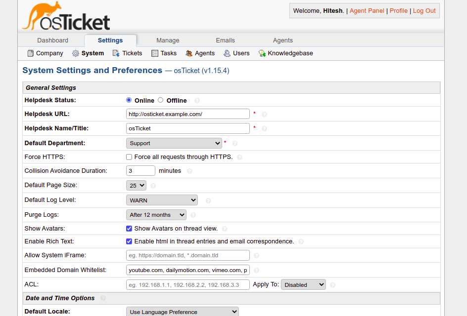 osticket dashboard