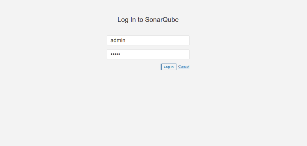 SonarQube login page