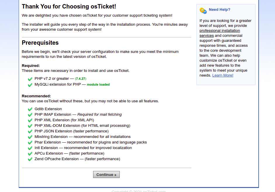 osticket requirements check