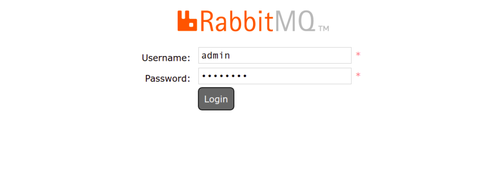 RabbitMQ login page