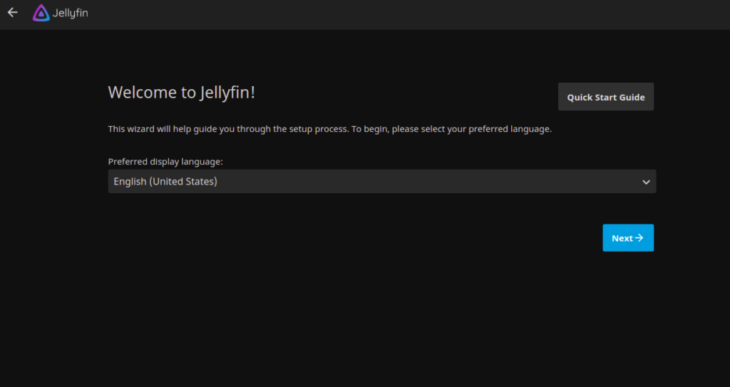 Jellyfin select language