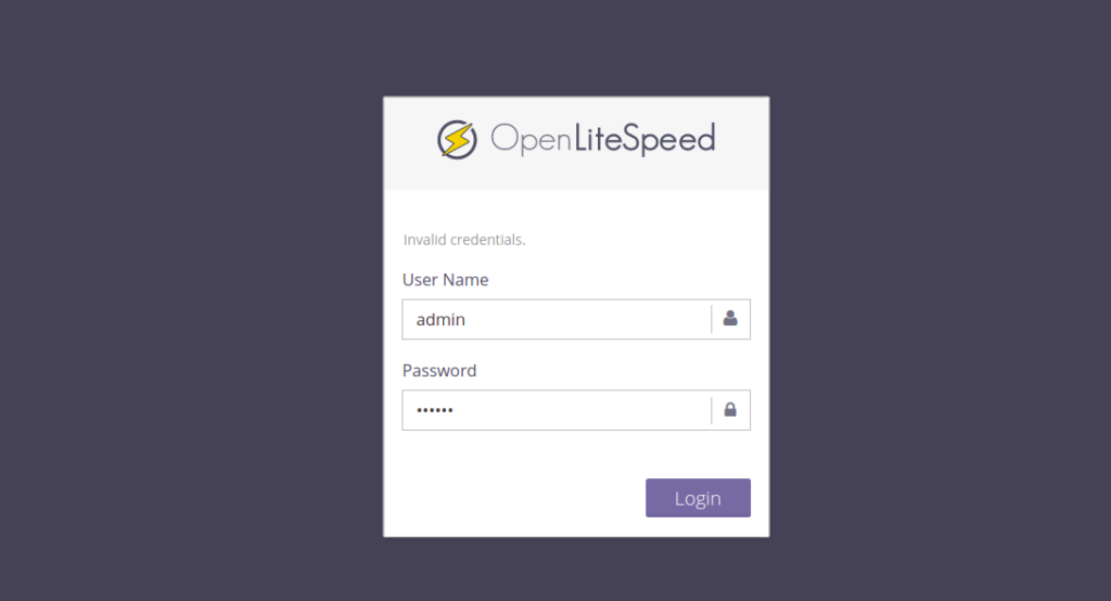 OpenLiteSpeed Login Page