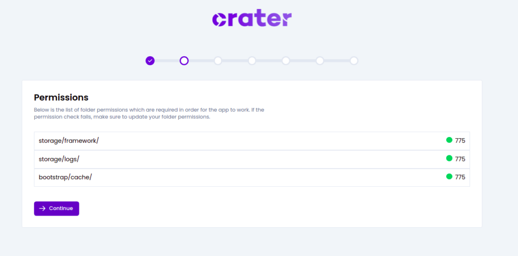 Crater permissions check page