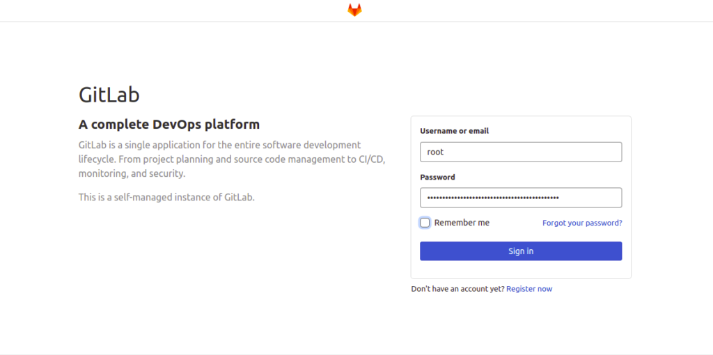 GitLab login page