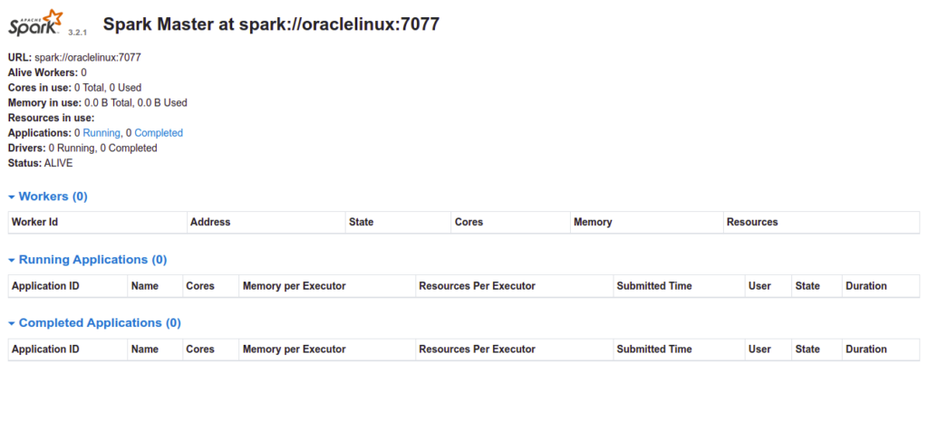 Apache Spark dashboard