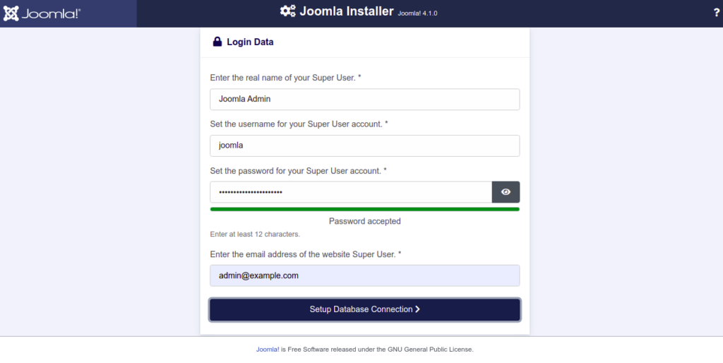 Joomla admin configuration page