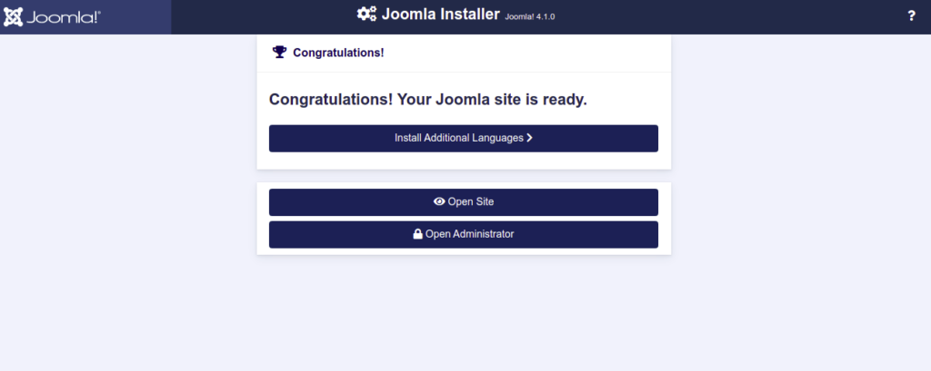 Joomla installed