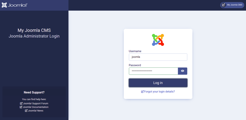 Joomla Login Page