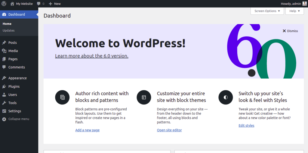 WordPress Dashboard