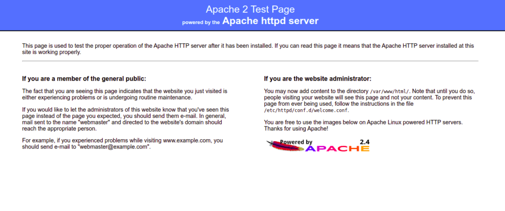 Apache test page