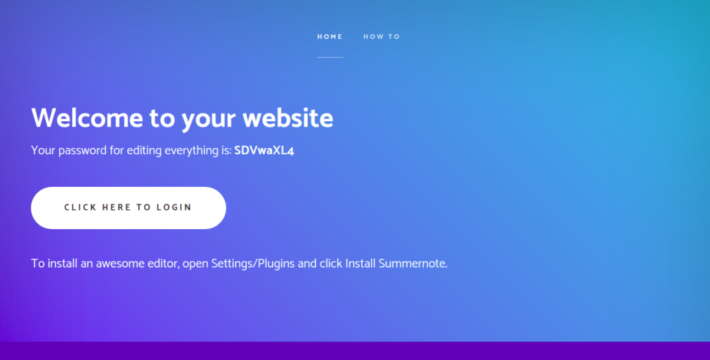 WonderCMS welcome page