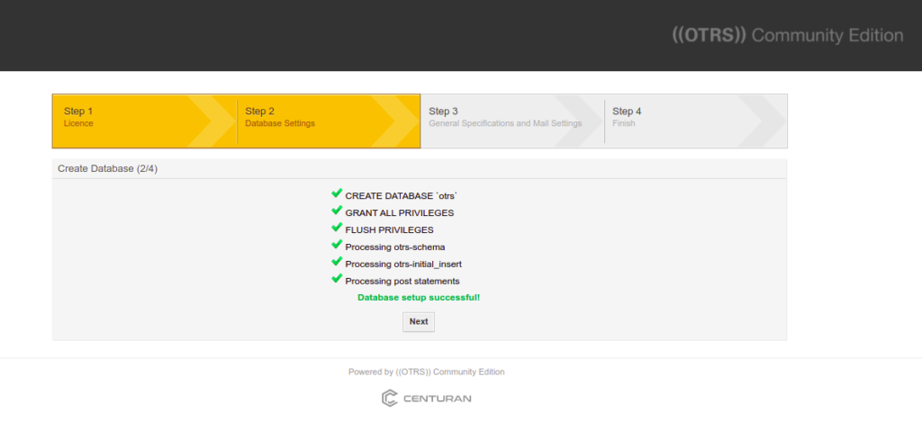 OTRS database created