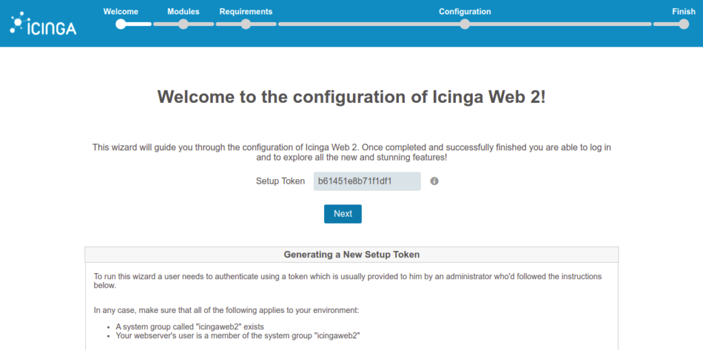 Icinga 2 welcome page