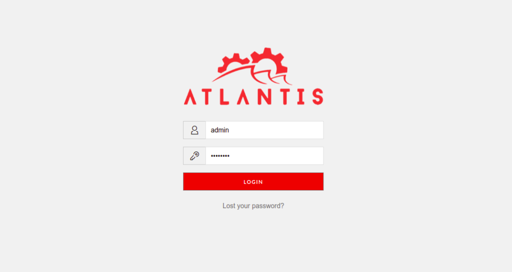 Atlantis login page