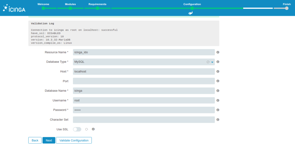 Icinga 2 define Icinga 2 database page