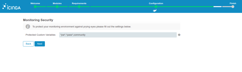 Icinga 2 configure monitoring security page