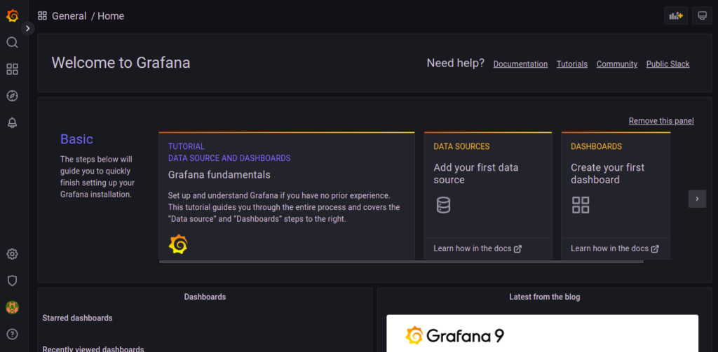 Grafana dashboard page