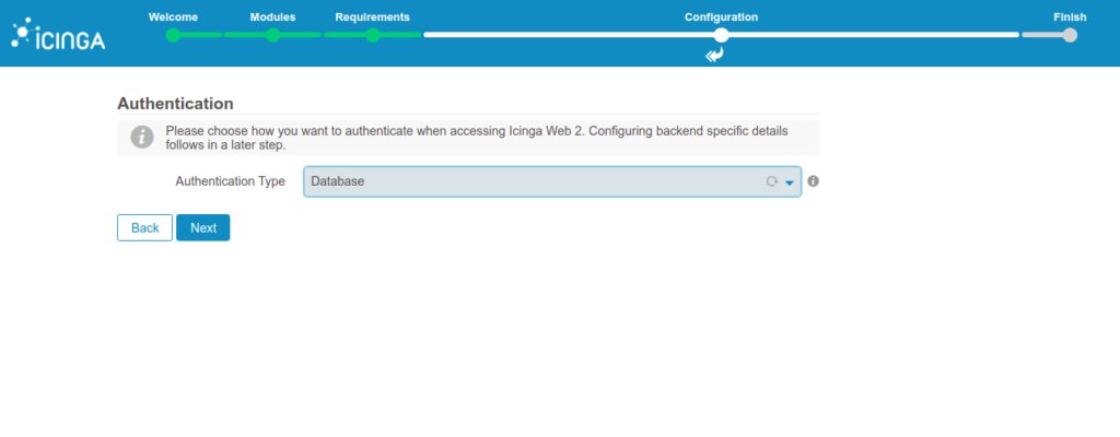 Icinga 2 select authentication page