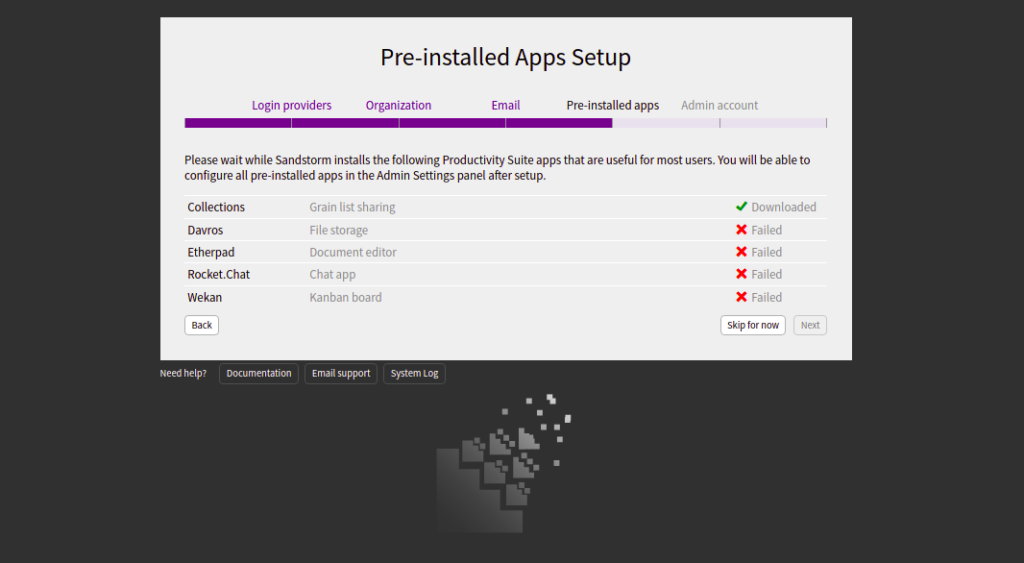 Sandstorm skip settings