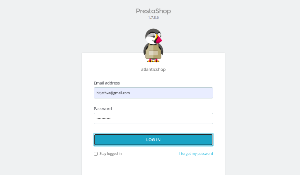 Prestashop login page