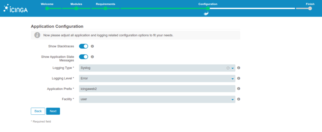 Icinga 2 define logging page