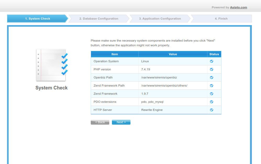 Siremis dependency check page