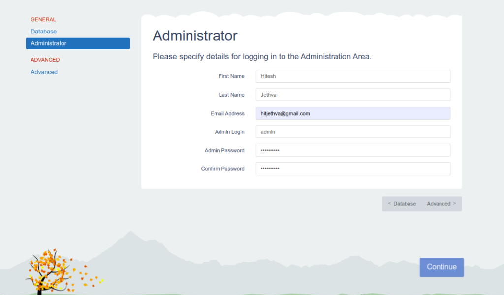 October admin configuration page