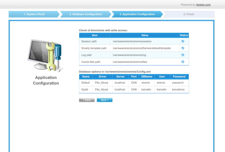 Siremis review configuration page