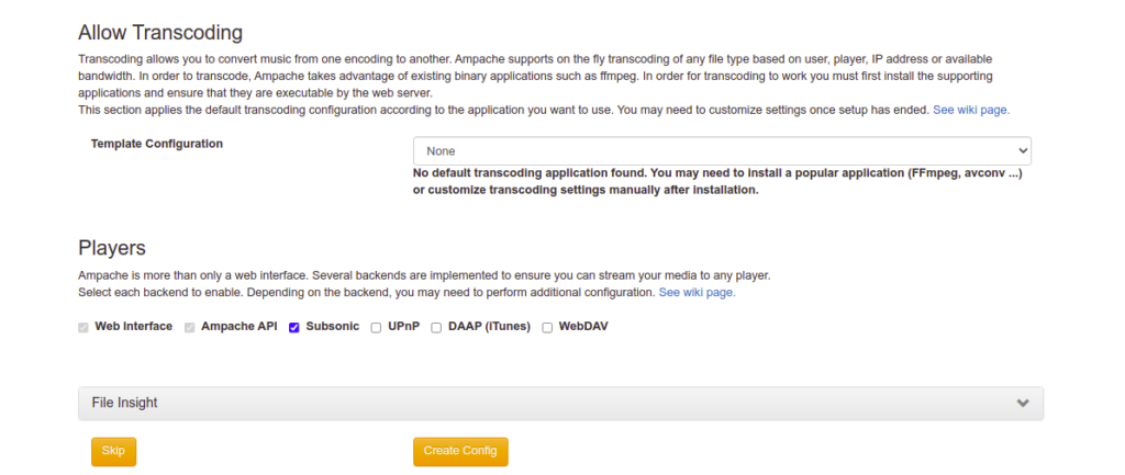Ampache generate configuration2