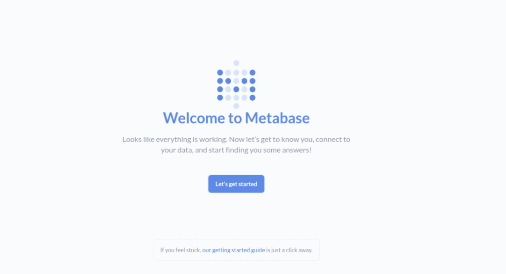 Metabase language selection page