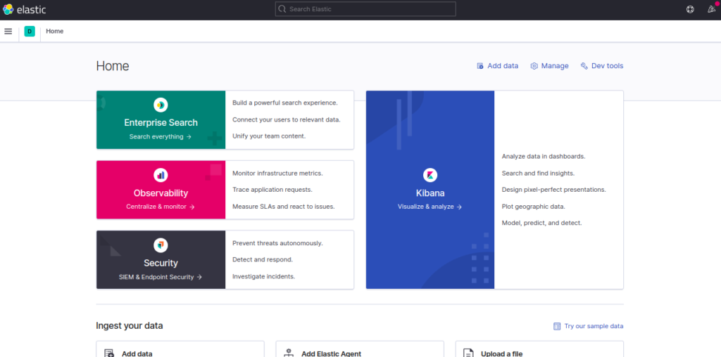 Kibana dashboard page