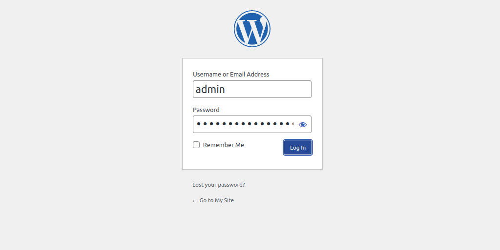 WordPress login page